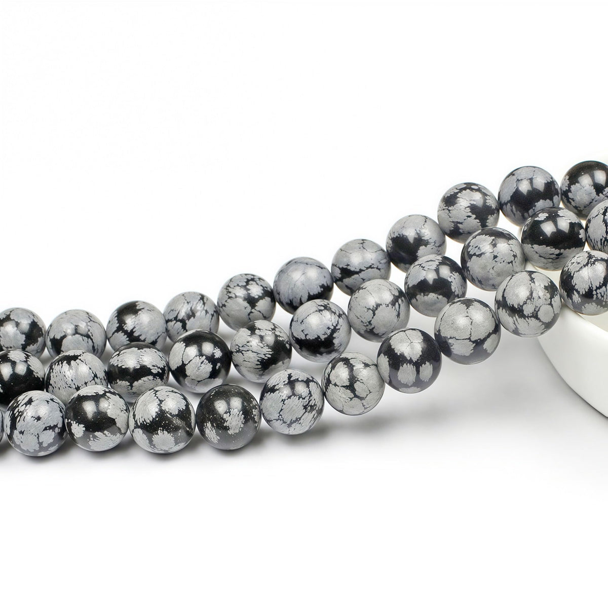 MJDCB Snowflake Obsidian Beads Round Natural Stone Beads for Jewelry Making DIY Bracelet (10mm)