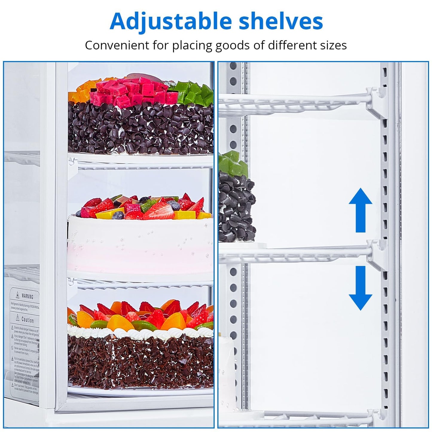 IDEALHOUSE Countertop Refrigerator, 10.9 Cu.Ft. Pastry Display Case for Bakery with LED, Frost-Free, Sliding Door, Commercial Fridge Display Case for Cafe and Restaurant, 5-Tier Design, White
