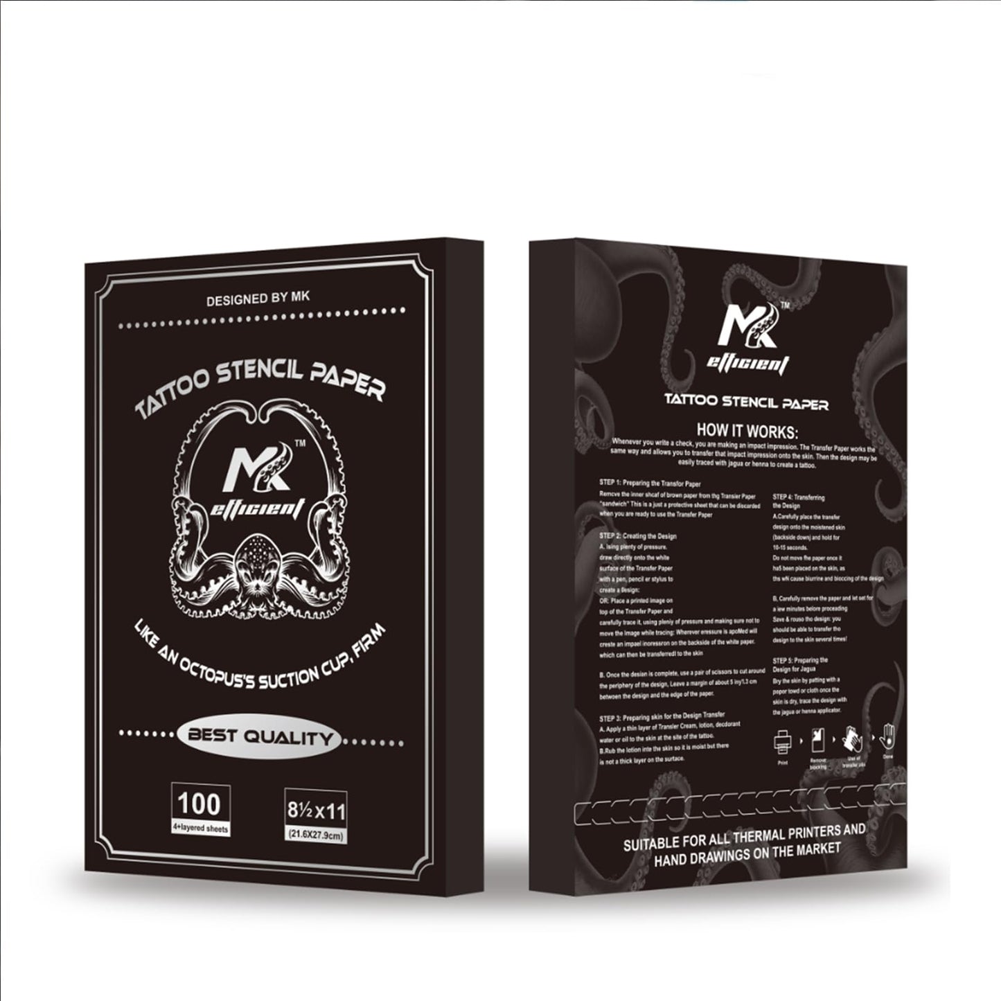 Tattoo Stencil Paper 100 Sheets, A4 4-Layer Thermal Transfer Sheets for Tattooing, Premium Carbon Tracing Supplies
