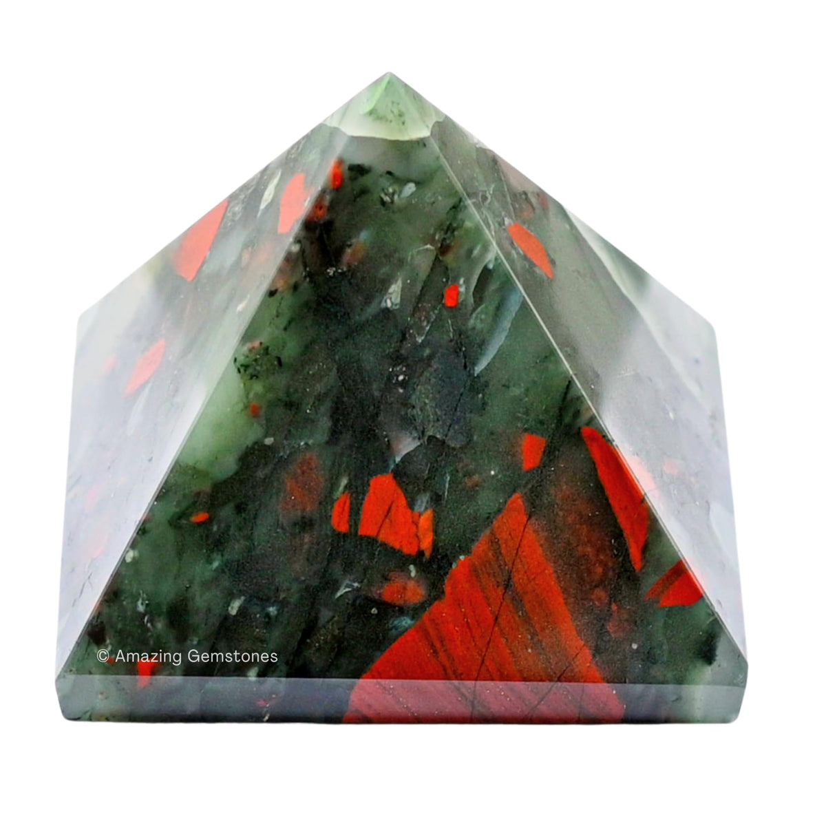 Amazing Gemstone African Bloodstone Pyramid Crystal Healing Stones - 2" Great Pyramid Figurine of Natural Stone Pyramid for Meditation, Reiki, Chakra Balancing and Crystal Pyramids Grid