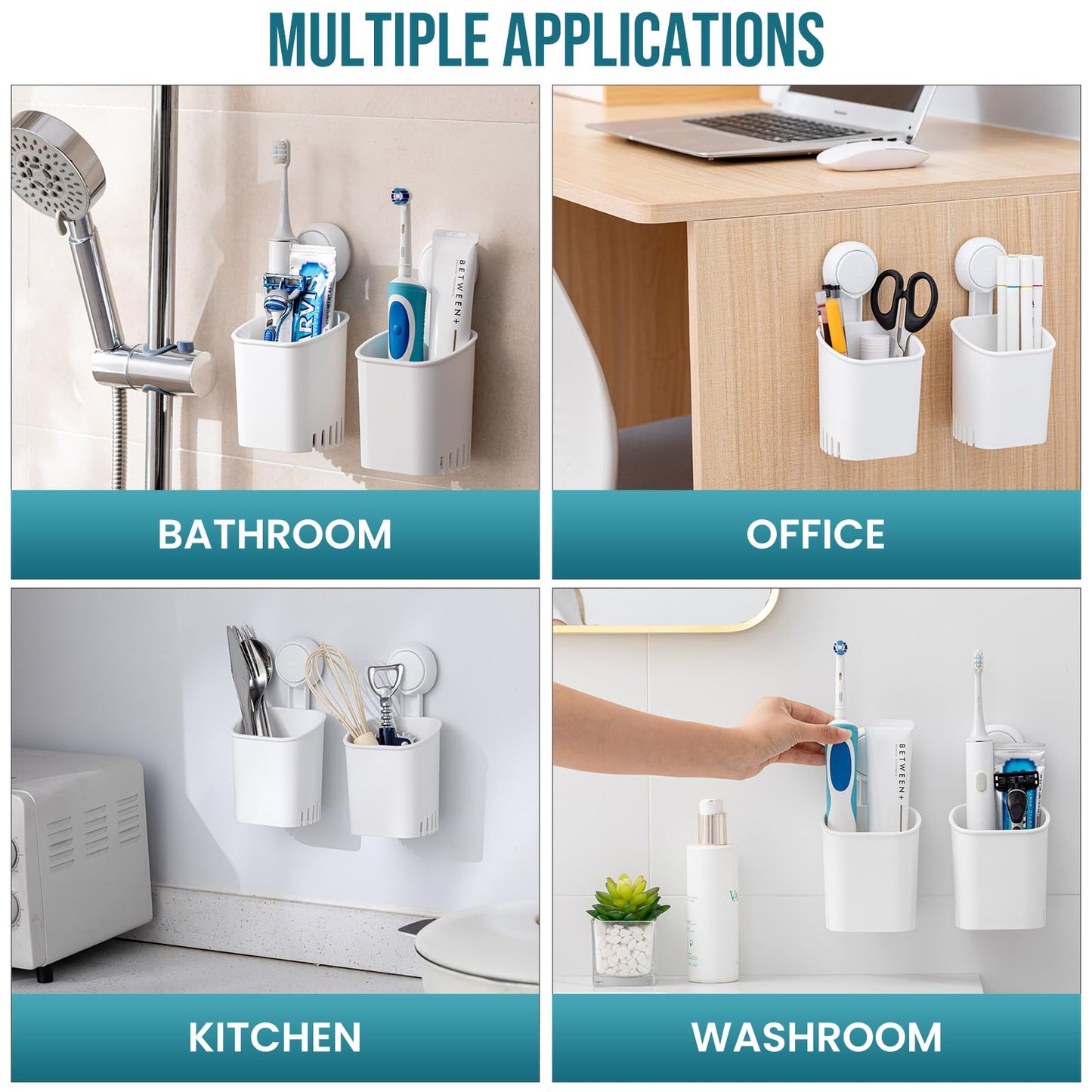 TAILI Suction Toothbrush Holder 2 Pack, Tumblers Replacement Shower Toothbrush Holder for Wall, Powerful Toothpaste Toothbrush Suction Cup, Self-draining Shower Razor Holder, Kitchen Tableware Holder