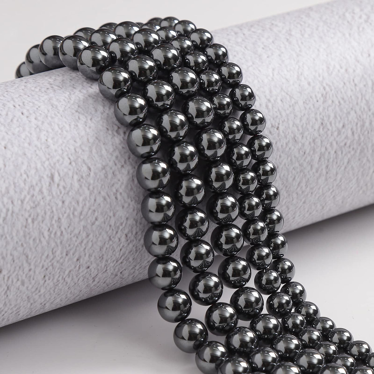 45pcs 8mm Natural Black Hematite Gemstone Beads Energy Healing Crystal Round Loose Stone Beads for Jewelry Making, DIY Bracelets Necklaces