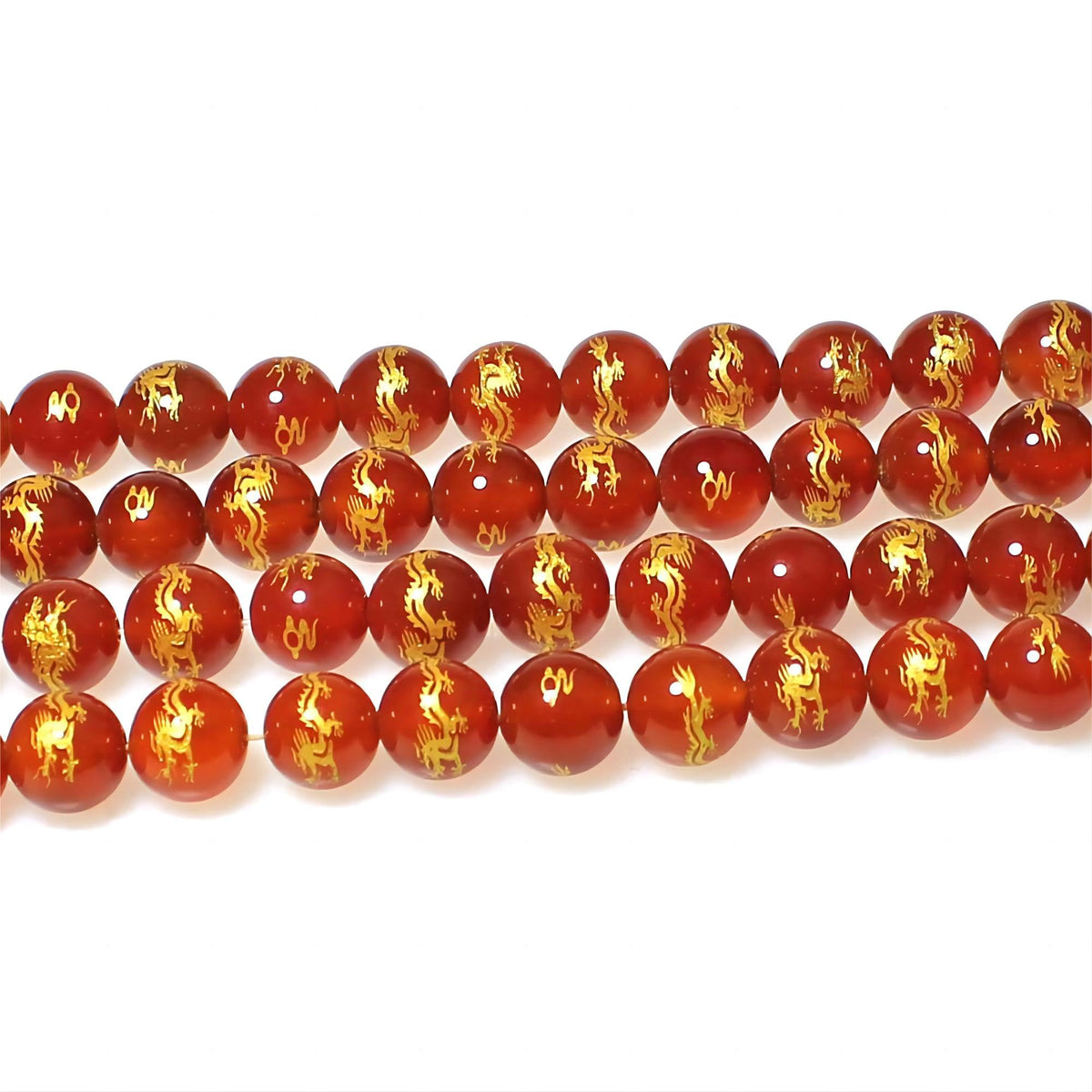 MJDCB Natural Stone Beads 8mm 43pcs Round Red Agate Carved Dragon Loose Gemstone Bead Charms for Jewelry Making Bracelet Necklace Earring Pendant
