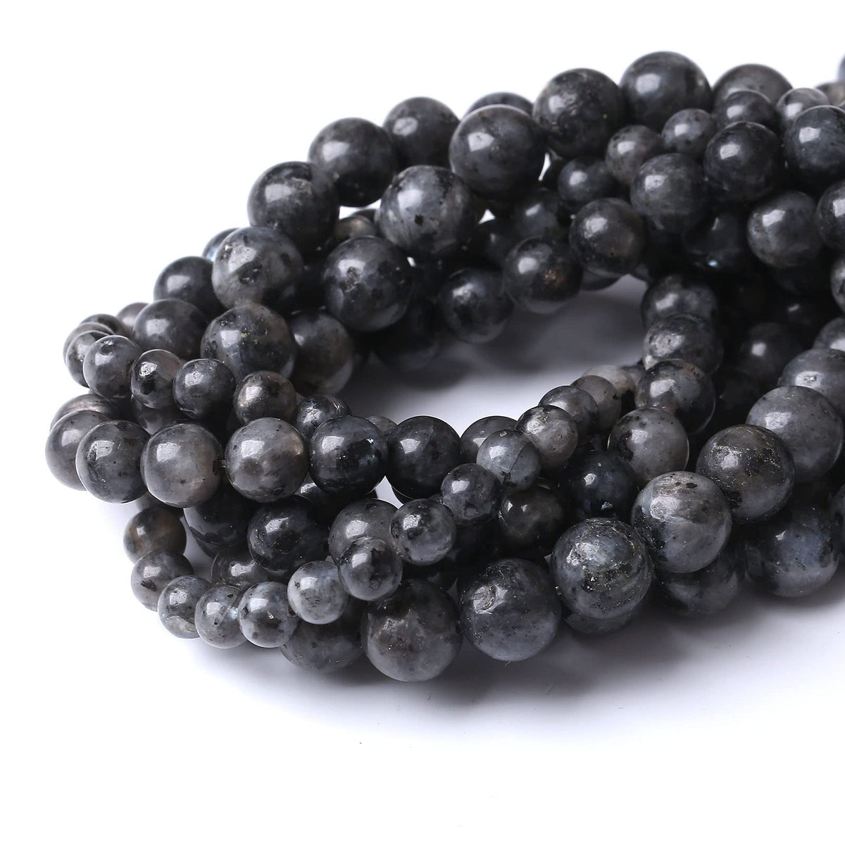 36PCS 10MM Natural Black Labradorite Beads Round Loose Stone Beads for Jewelry Making DIY Energy Stone Healing Power Bracelet 15"