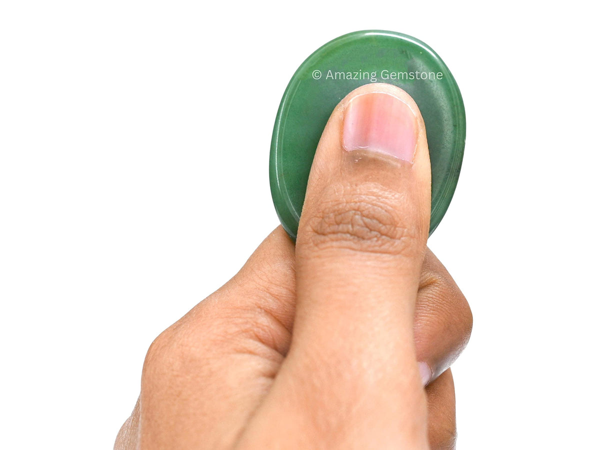 Amazing Gemstone Green Jade Aventurine Worry Stone Crystals and Healing Stones - Worry for Stress Relief Gifts - Piedra Crystal Fidget for Meditation - Unique Stocking Stuffers and Birthday Gifts
