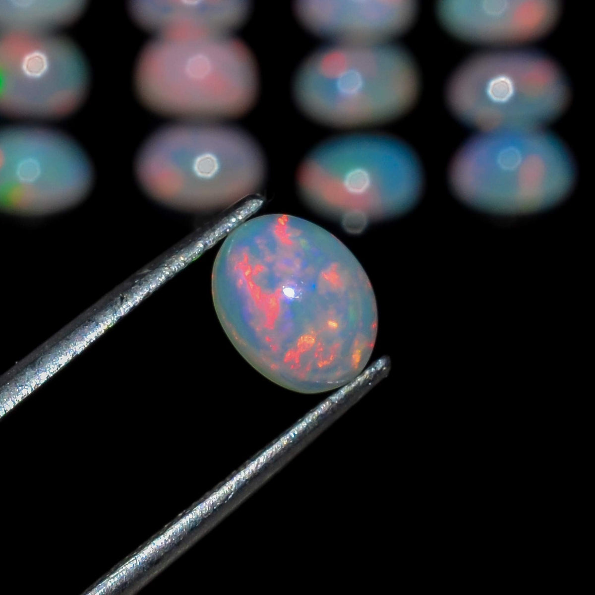 (2 PCS, Oval 7x5) AURA GEMS Natural Ethiopian Opal Oval Cabochon, Opal Loose Gemstone For Jewelry Making, Fire Play Color Opal Oval Cabochon Cut All Calibrated Sizes