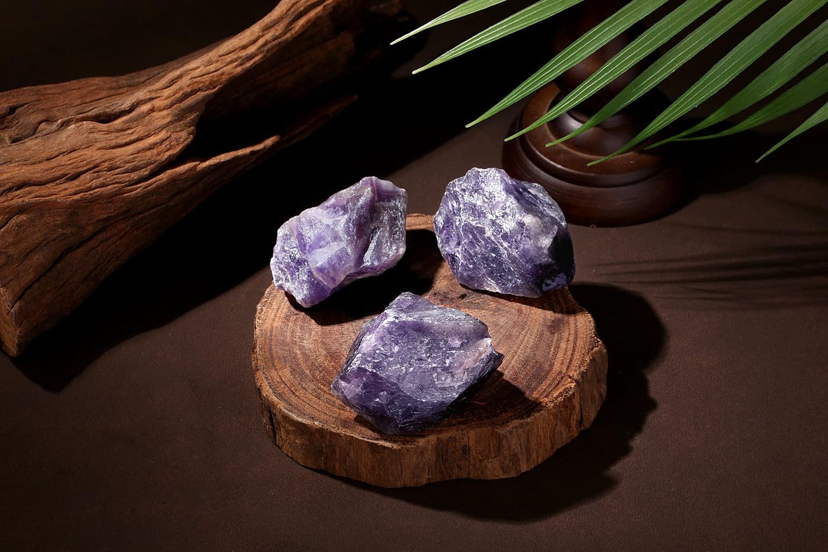 NUKAYAI 2Pcs Amethyst Crystal 1.8-2.2" Large Natural Stones Raw Healing Crystals Amethyst Crystal Rocks for Tumbling Purple Rough Polishing Fountain DIY Lapidary Cabbing Wire Wrapping Reiki Wicca Rock