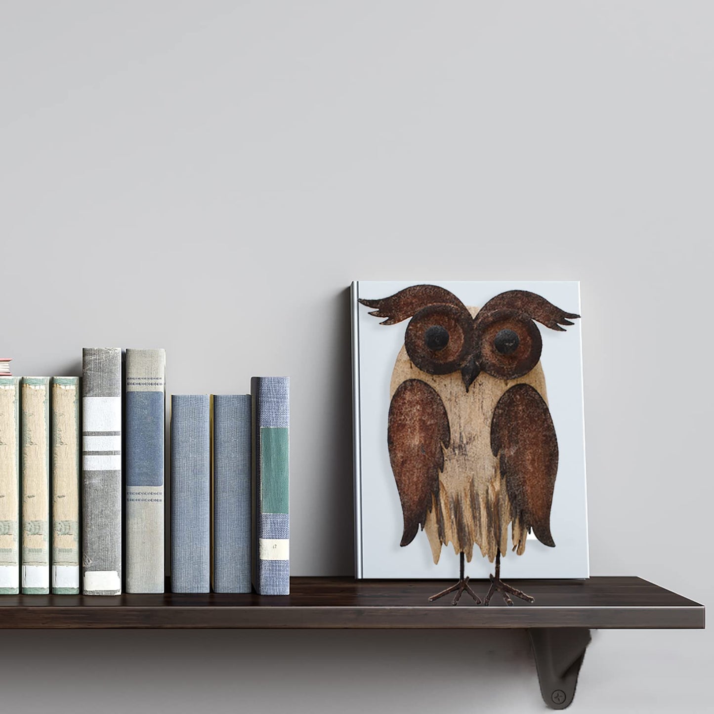 E-view Rustic Owl Figurines Decor Animal Statue for Home - Wooden Stand Owl Sculptures Decorations for Living Room Bedroom - Shelf Decoration Decorative Tabletop Collection (Owl A)