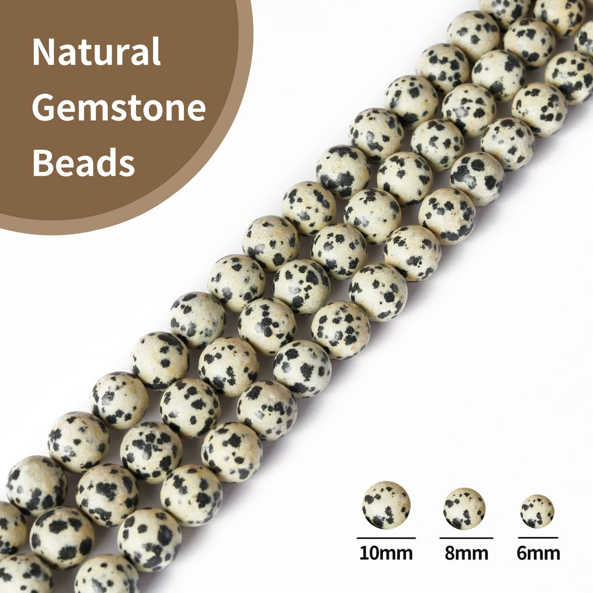 45pcs 8mm Natural Dalmatian Stone Beads Gemstone Beads Round Loose Beads for Jewelry Making
