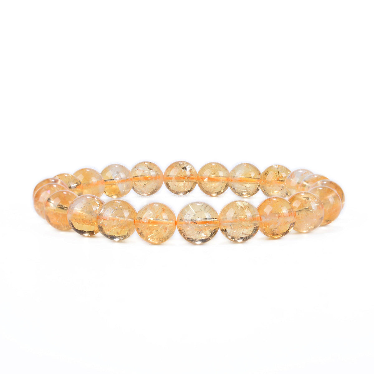 Cherry Tree Collection Citrine Beaded Bracelet – Genuine 8mm Gemstone Stretch Bracelet for Men & Women – Handmade Crystal Bracelet - (Citrine - S)