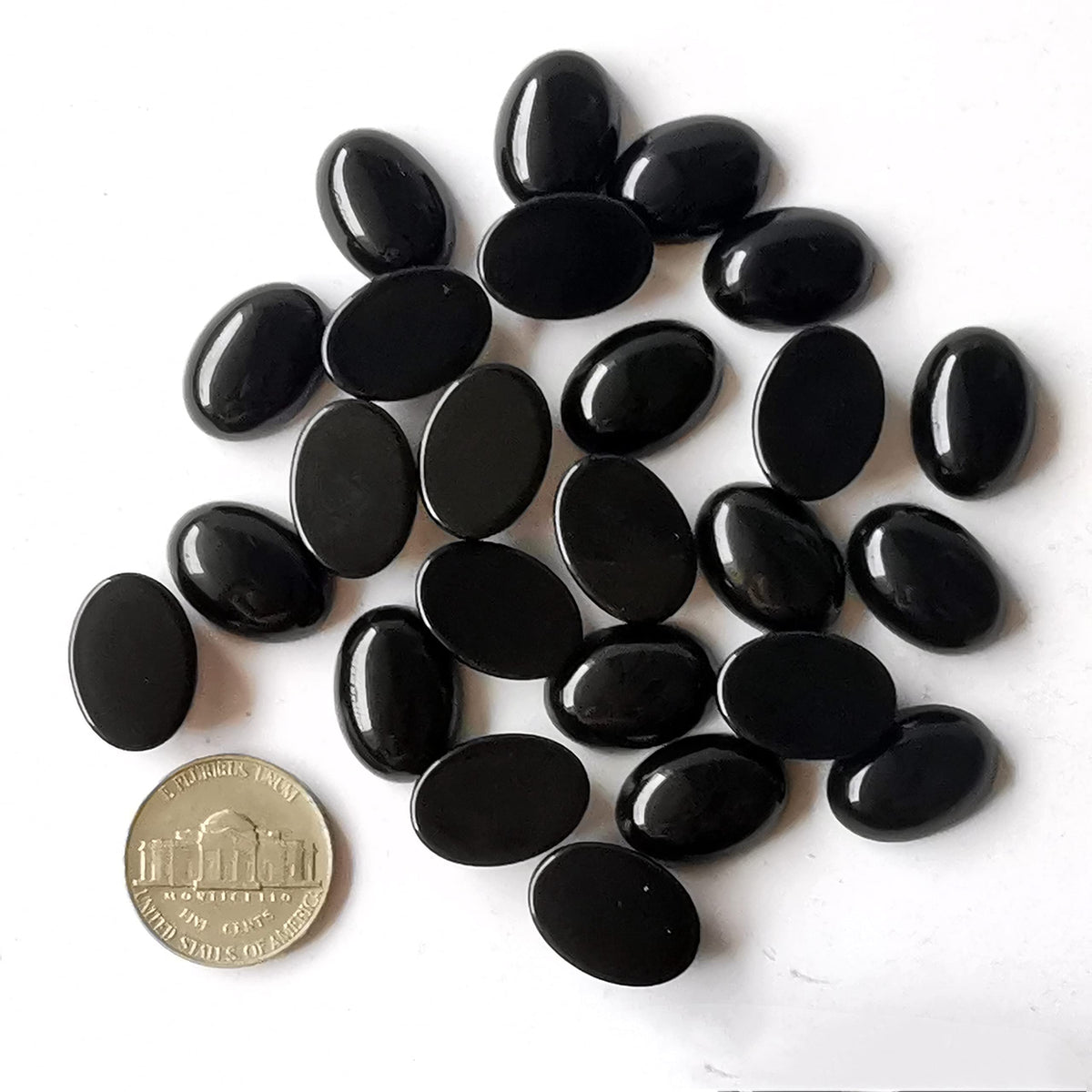 Bacatgem 7 Pcs Black Obsidian Oval Cabochons Flatback Crystal Stone Gemstones Beads for Jewelry Making DIY,18x13mm