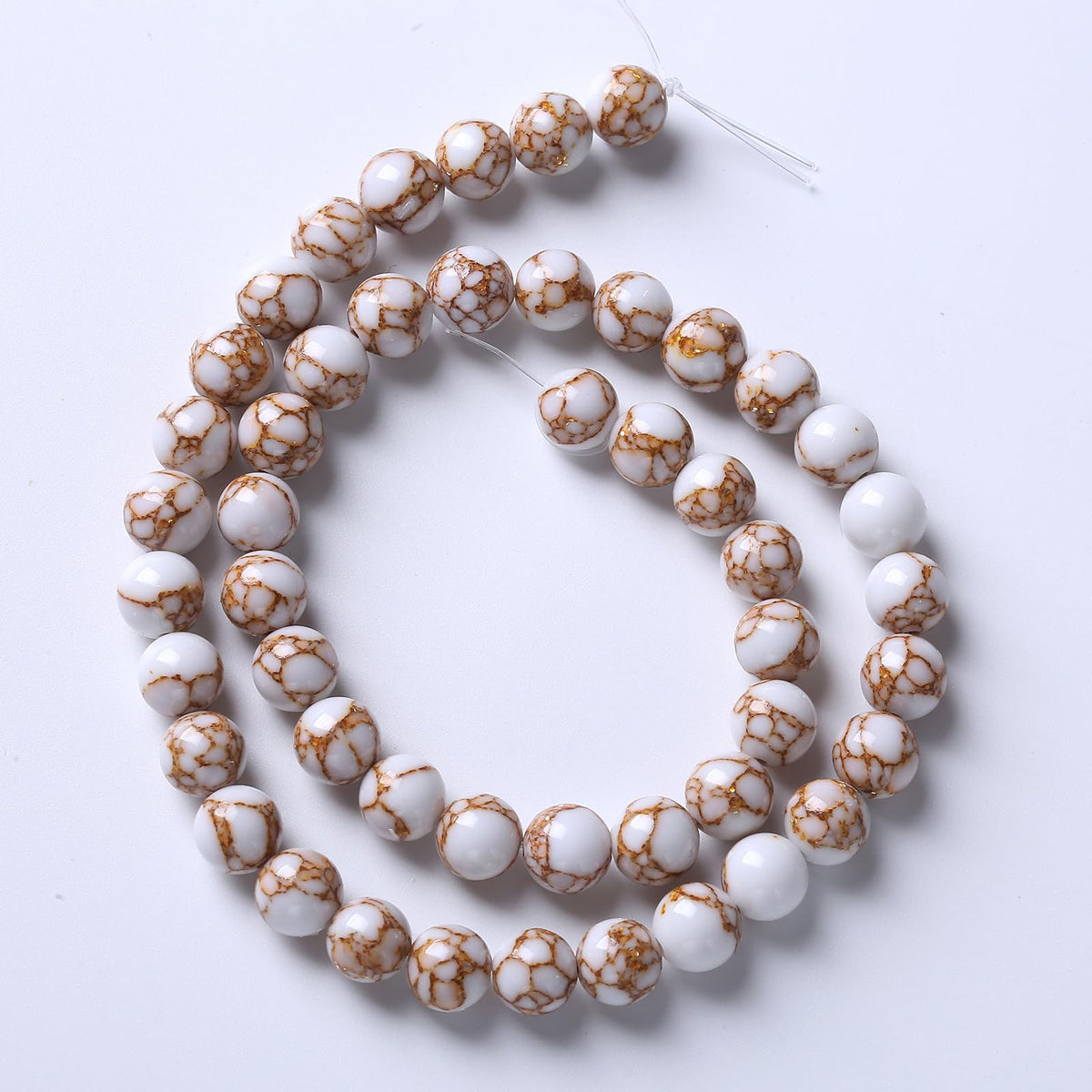 32pcs 12mm White Howlite Spun Gold Stone Beads for Jewelry Making Natural Stone Energy Healing Beads DIY Bracelet Necklace 15" (12mm, White Howlite Spun Gold Stone)