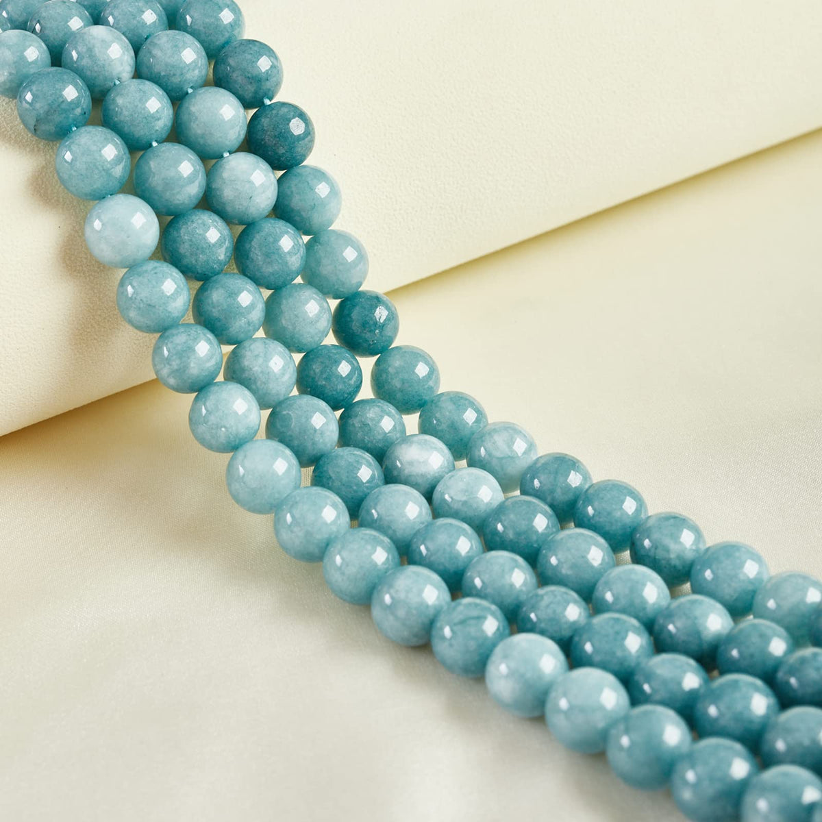 35pcs 10mm Natural Blue Chalcedony Beads Gemstone Beads Round Loose Beads for Jewelry Making