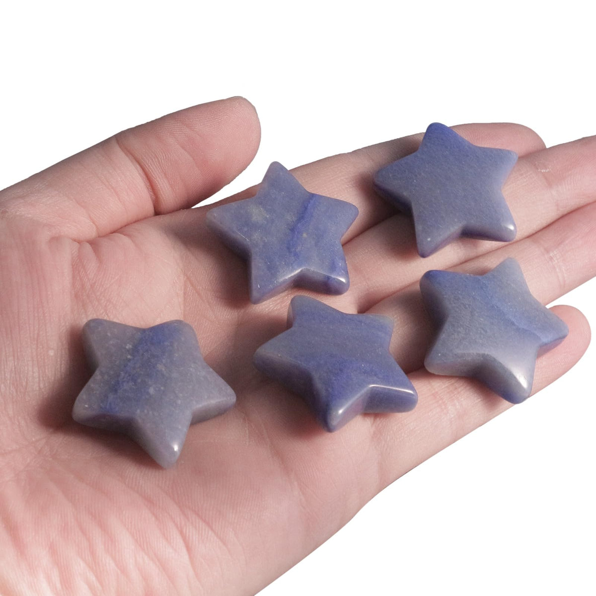 Fekuar Blue Aventurine Crystal Star Chakra Stones for Reiki Healing Yoga Balance Meditation Polished Mini Pocket Palm Stone 1 Inch (30mm)