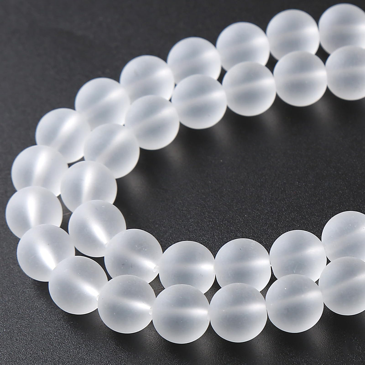 180pcs 4MM Matte White Crystal Glass Natural Stone Beads Round Loose Crystal Energy Beads for Jewelry Making DIY Bracelet Necklace 2 Strands 32"