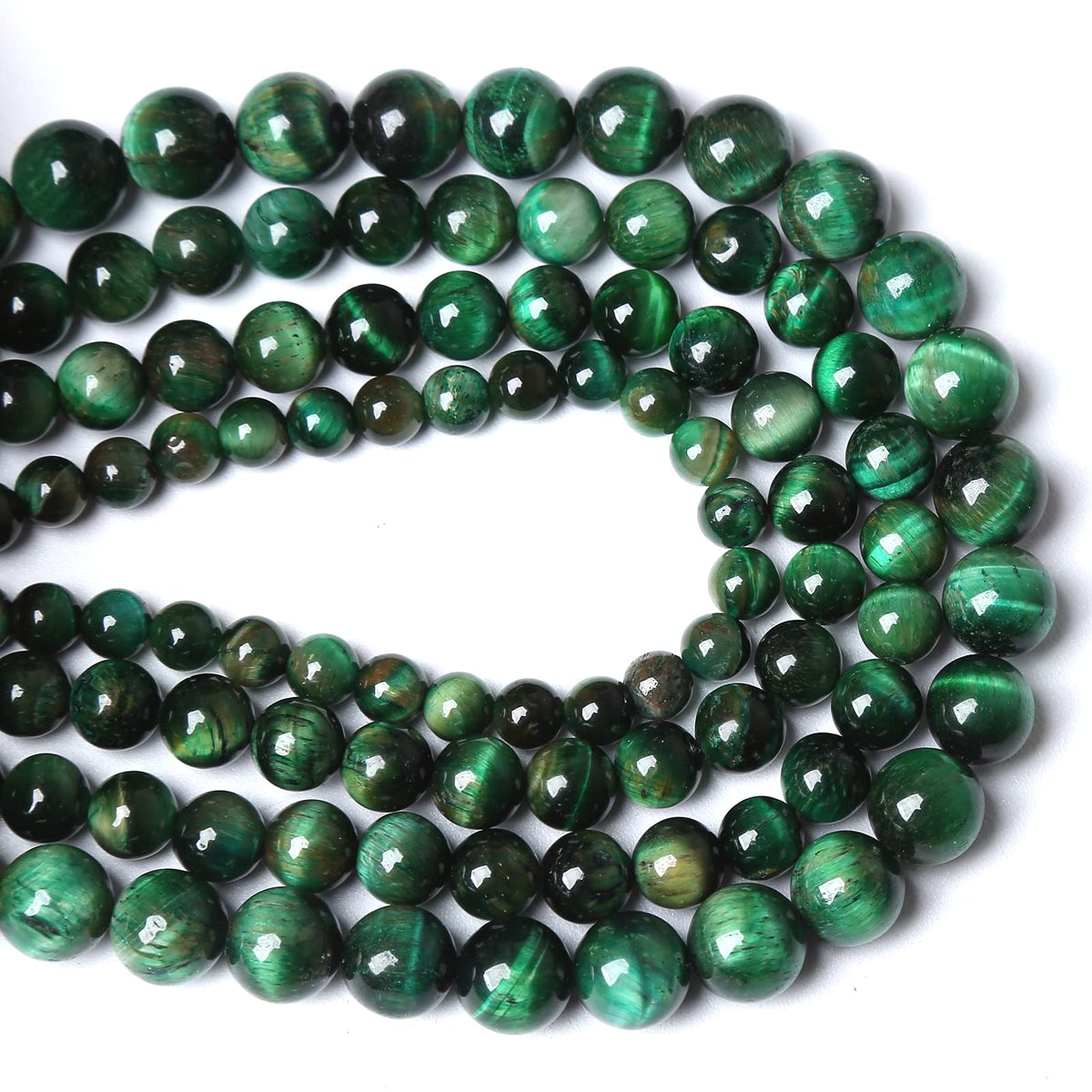 Natural Green Tiger Eye Stone Beads Round Loose Beads Energy Gemstone Healing Power for Jewelry Making 1 Strand 8mm 46pcs 15"