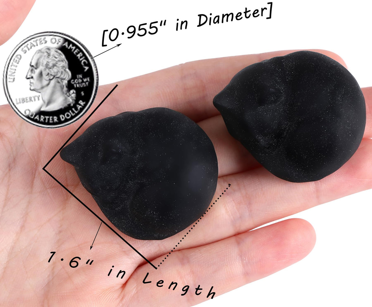 QINJIEJIE Black Obsidian Cat Crystals Decor Matt Sleeping Cat Statue Hand Carved Stone Figurine Decor Gifts Polished Cute Gemstones Office Room Home Desk Lucky Decoration for Women Men