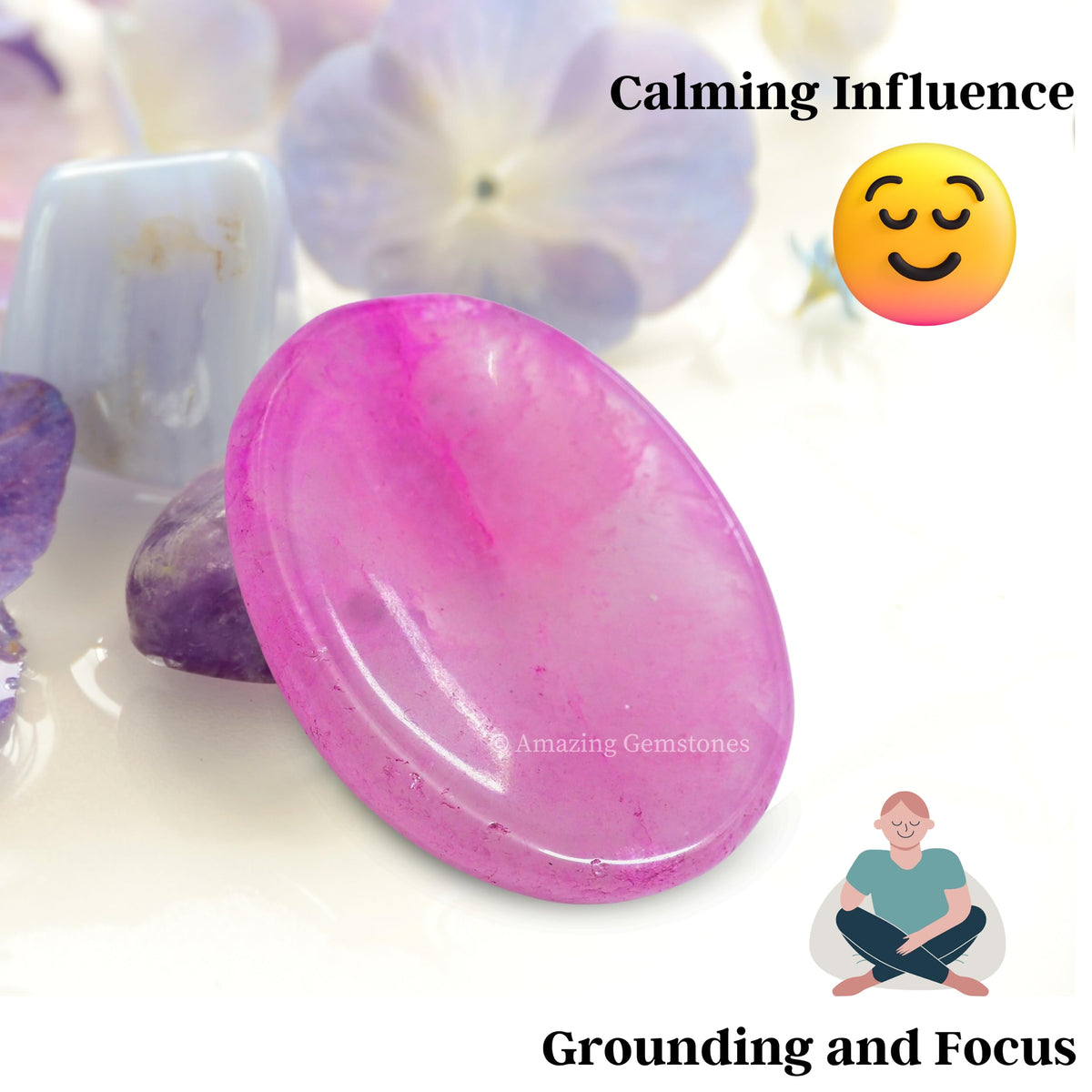 Amazing Gemstone Pink Onyx Worry Stone Crystals & Healing Stones - Worry Stones for Stress Relief Gifts - Piedra Crystal Fidget for Meditation, Relaxation - Unique Stocking Stuffers & Birthday Gifts