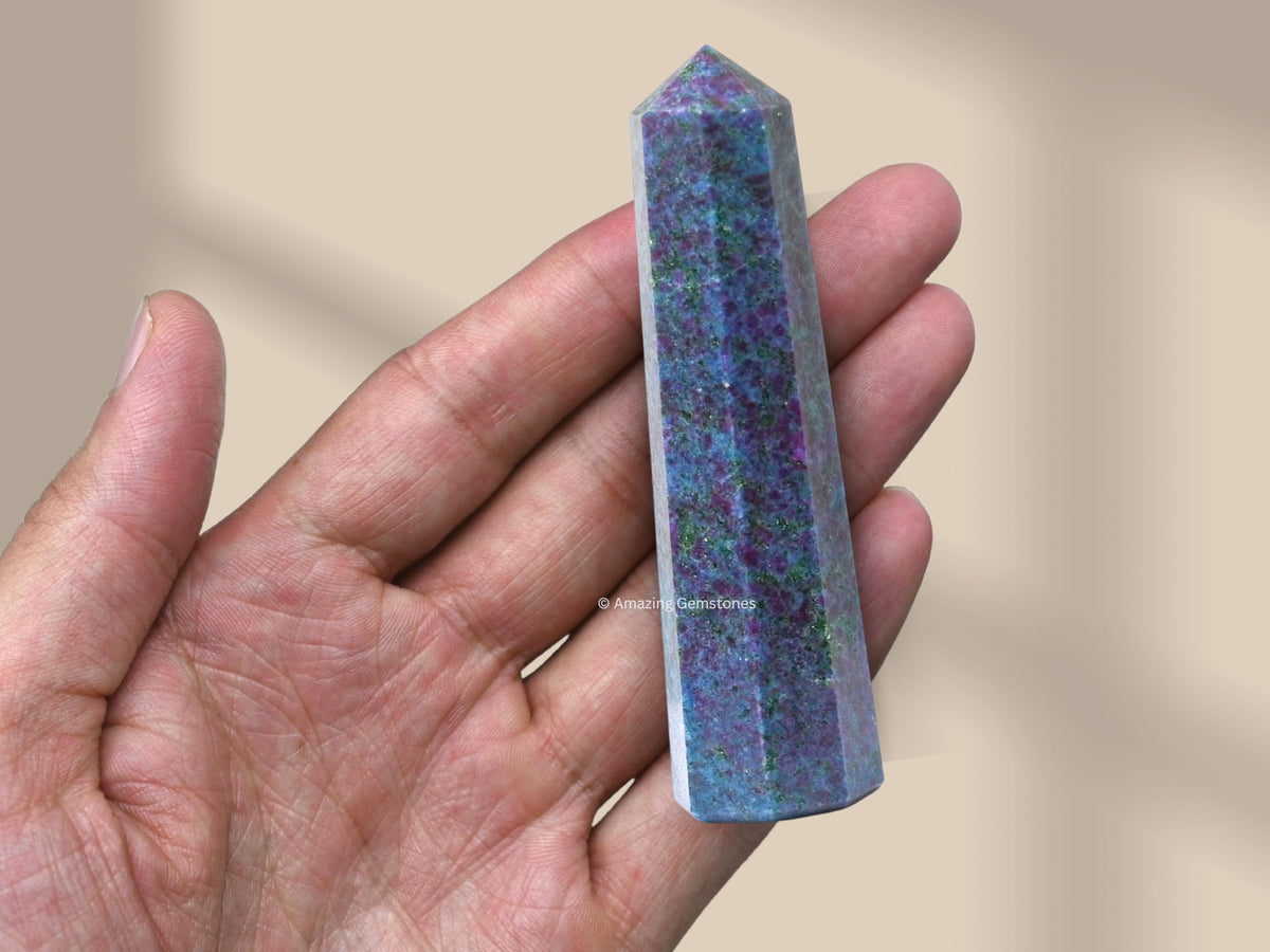 Amazing Gemstone Ruby Kyanite Crystal Towers - Natural Healing Crystal Point Obelisk for Reiki Healing and Crystal Grid (3" to 4" INCH)