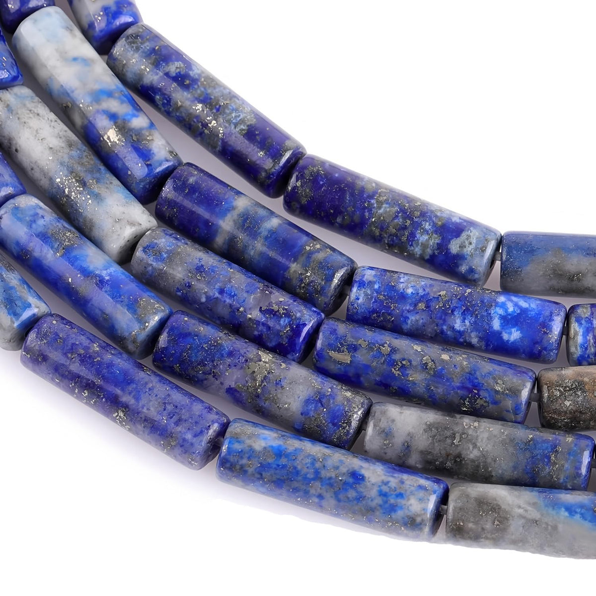 HAAMIIQII Natural Blue Lapis Lazuli Tube Beads 13x4mm Column Stone Cylinder Gemstone Loose Beads for Jewelry Making Strand 15 Inch (28-29pcs)