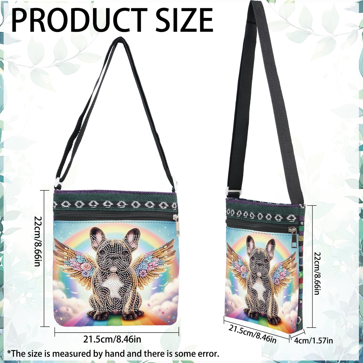5D DIY Diamond Painting Shoulder Bag, Special Shaped Diamond Art Bag Kit, Partial Drill Craft Handbag, Crossbody Purse with Adjustable Strap, DIY Crystal Rhinestone Art Gift, Dog Angel