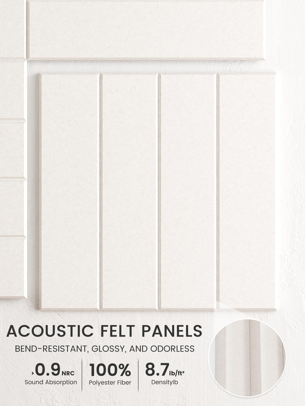 Bumusty Large Cork Board Alternative-48 x 36" Felt Bulletin Board Tiles, with 30 Pushpins, 70 Adhesive Tabs, Bold-Stripe 12-Pack, Cork Boards for Office Push Pin Board Felt Board-Milky White