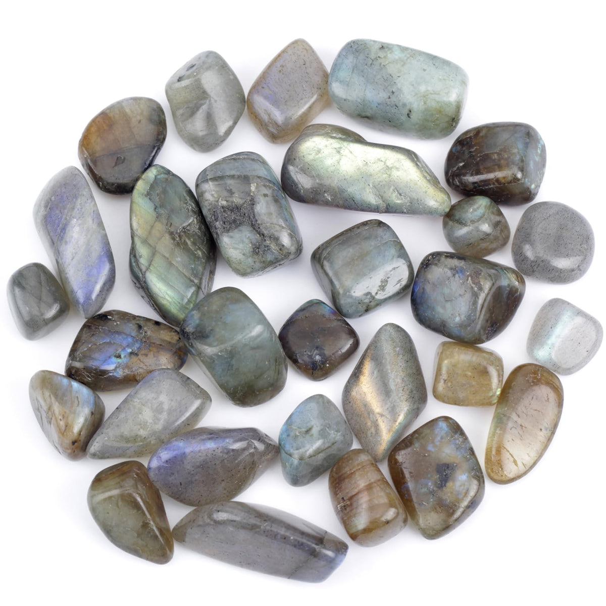 ZenQ 1 lb Labradorite Tumbled Stone Chips Crushed Natural Crystal Quartz Pieces