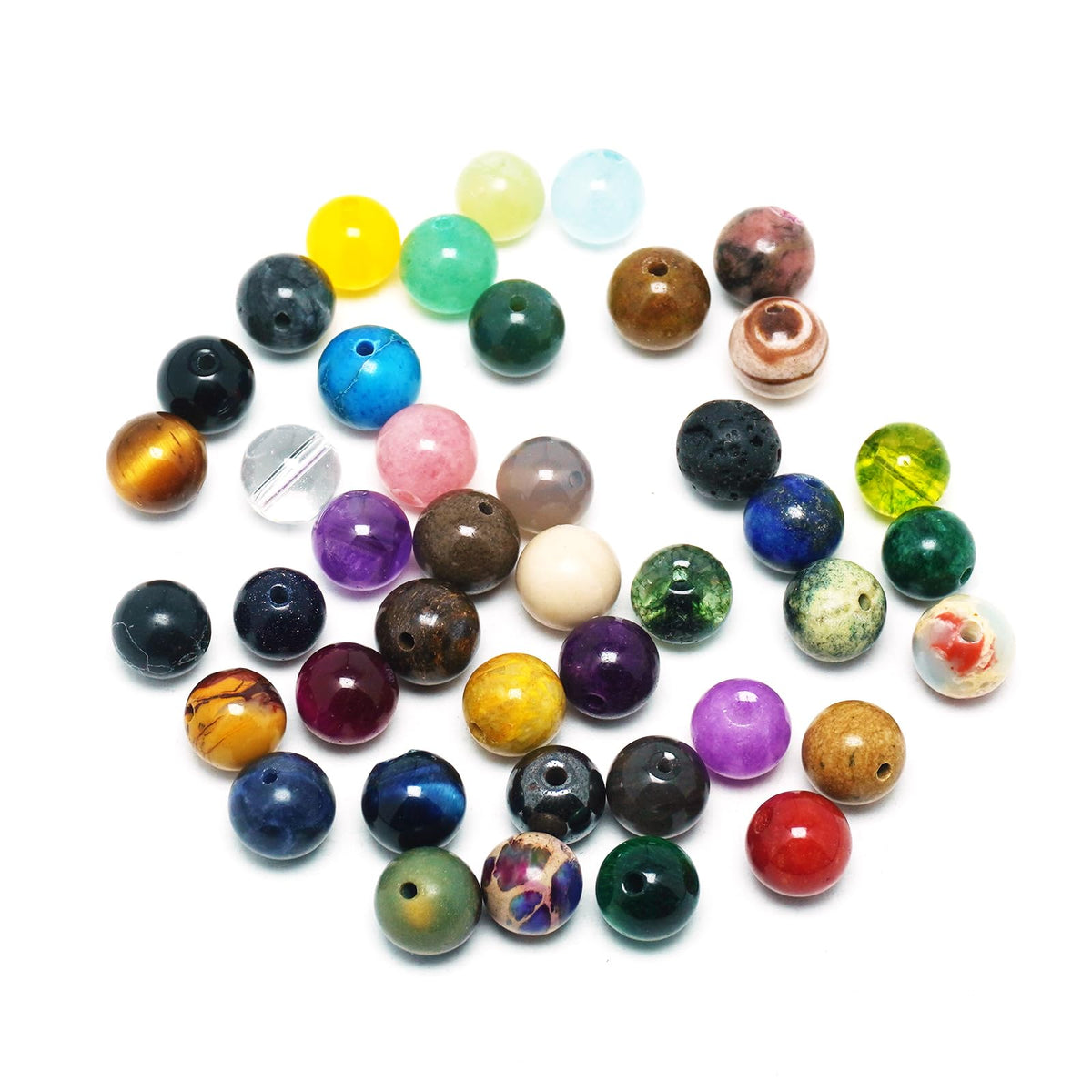 DIQIO Natural Sky Blue Jasper Beads for Jewelry Making - Round Loose Beads (58-60pcs, 6mm) - Sky Blue Jasper Gemstone