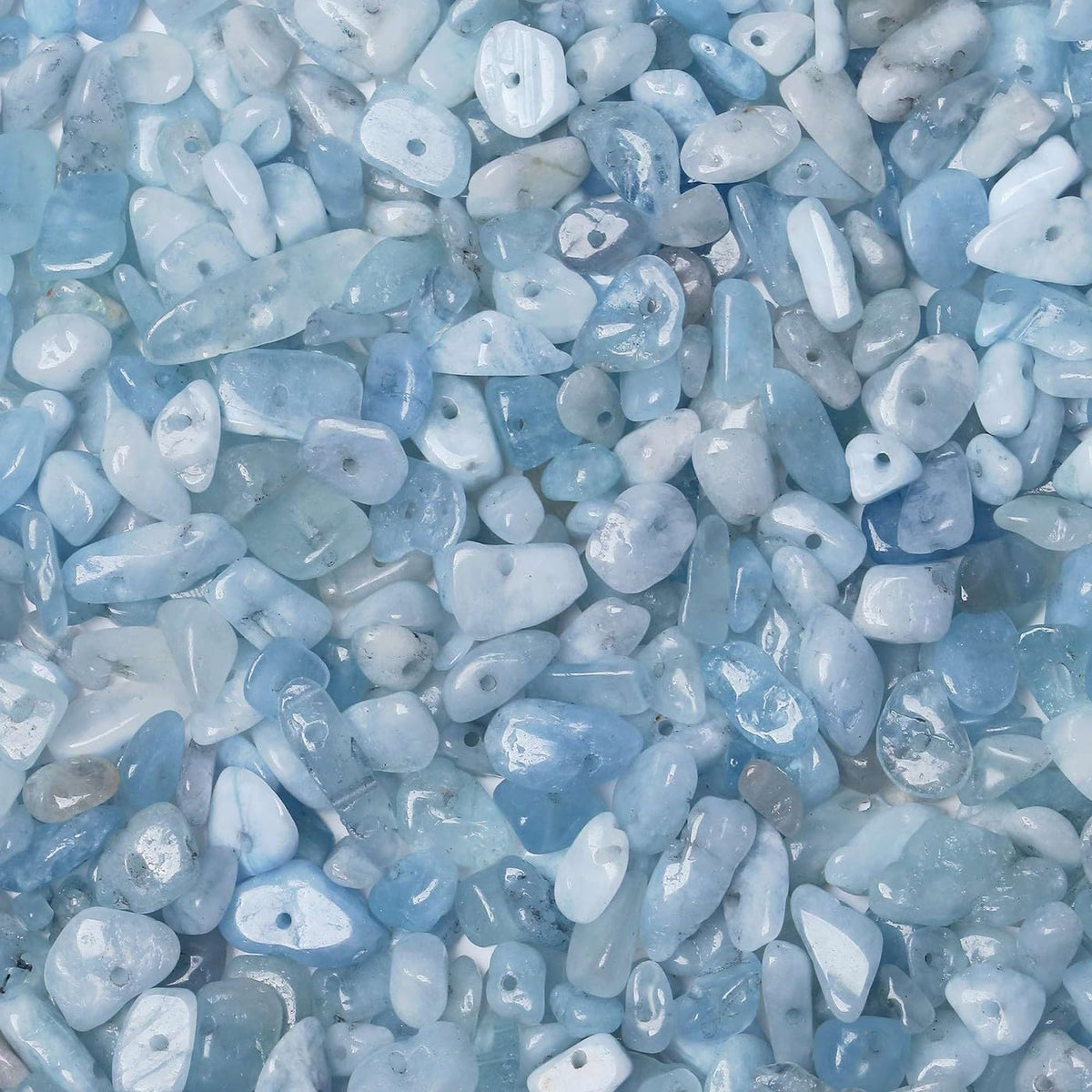 LAIDANLA Aquamarine 400pcs Natural Chip Stone Beads 5-8mm Healing Crystal Irregular Gemstones Drilled DIY Loose Rocks Bead Crystal for Bracelet Earrings Necklace Jewelry Making Crafting