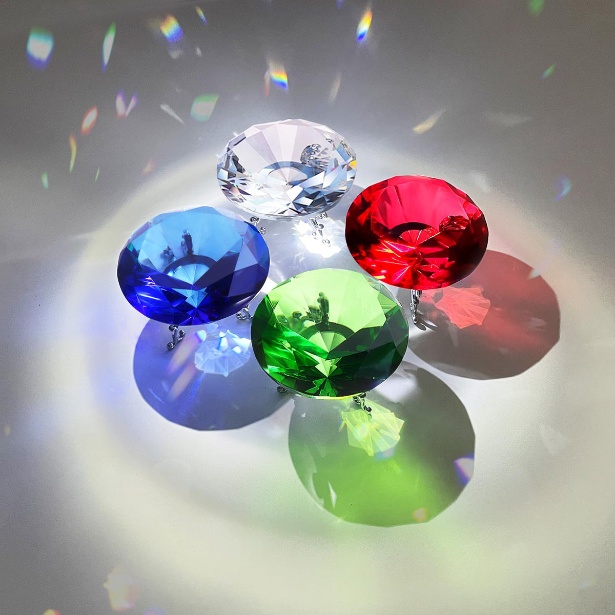 Hiziwimi 60mm Large Crystal Diamond Paperweight with Stand Jewels Wedding Decorations Centerpieces Home Decor (2.36 in, Green)