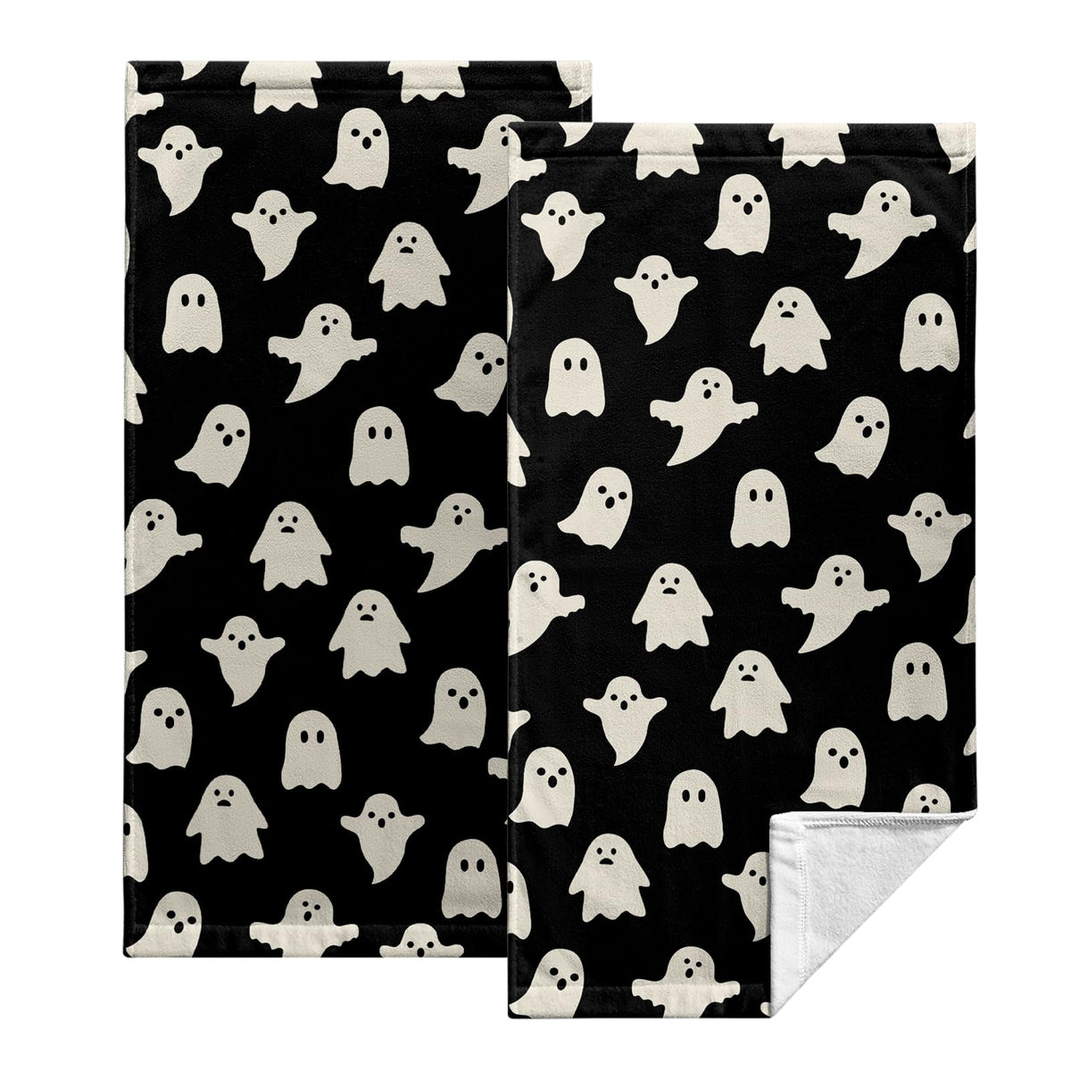 Cneztholim Halloween Spooky Bathroom Hand Towels Cute White Black Dish Towel Scary Halloween Kitchen Towels Soft Absorbent Towel Set for Home Farmhouse Gym Decor