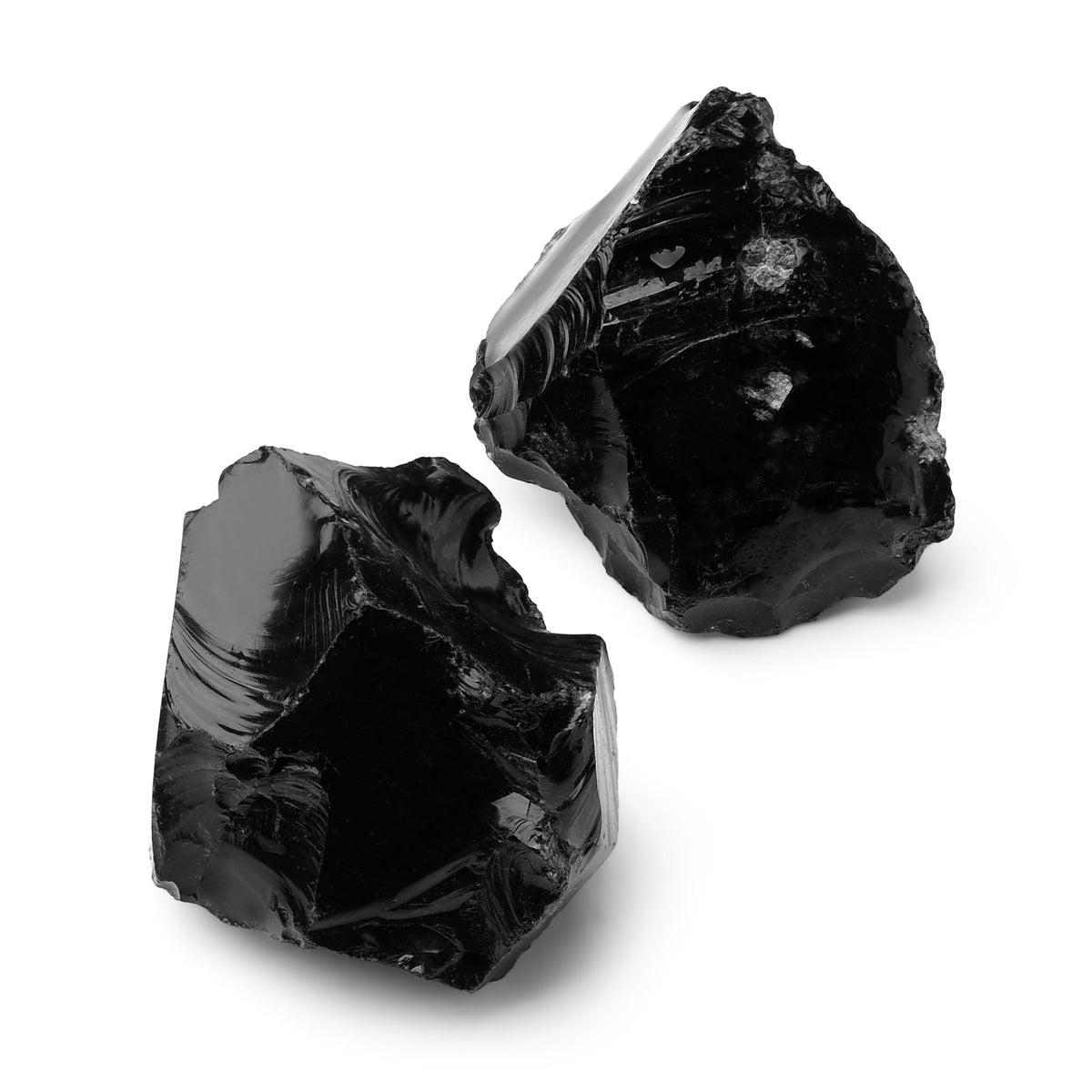 QINJIEJIE 2PCS Black Obsidian Raw Crystals 1.8-2.2" Natural Healing Stones Rough Crystal Rocks for Tumbling Cabbing Polishing Fountain Rocks Handmade DIY Decoration Gifts