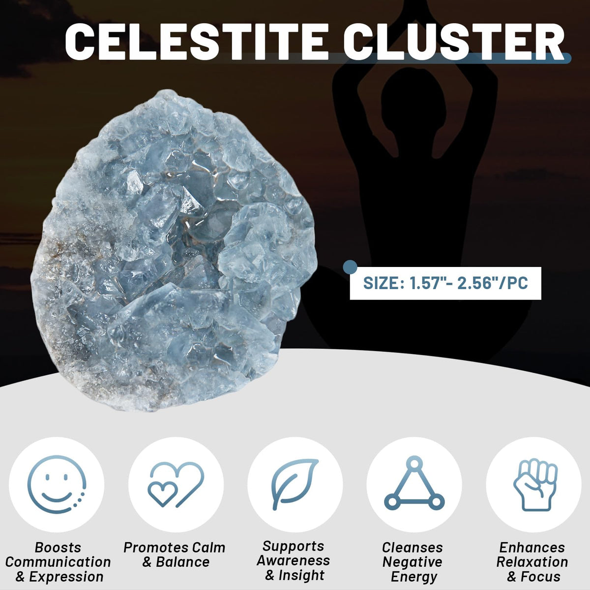 1.1lb Bulk Raw Celestite Cluster Rough Crystal-Natural Celestite Cluster Raw Stones Crystal for Tumbling, Cabbing, Fountain Rocks, Decoration, Polishing, Wire Wrapping, Wicca & Reiki Crystal Healing