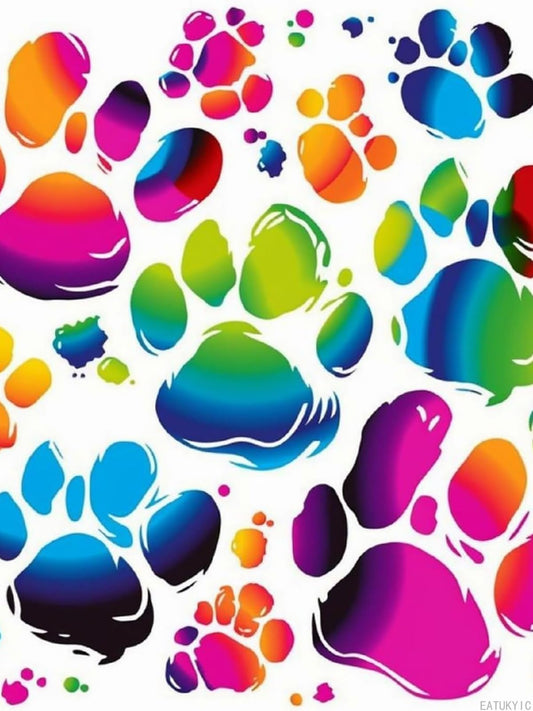 EATUKYIC 5D Diamond Painting Kits for Adults, Colorful Dog Paw Print Diamond Art Kits for Beginners, DIY Full Round Drill Paint with Diamond Pictures Gem Art and Crafts for Home Decor 12"x16"