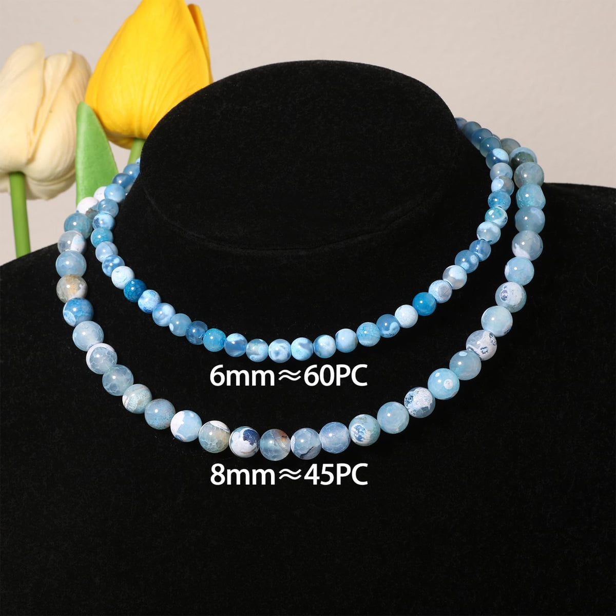 6mm Grayish-Blue Persian Gulf Jade Natural Stone Beads Round Loose Beads for Jewelry Making Yochus DIY Beads Bracelet Necklace