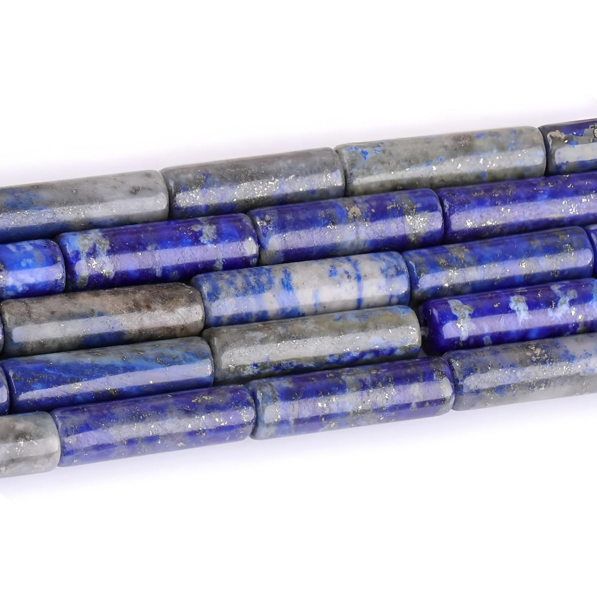 HAAMIIQII Natural Blue Lapis Lazuli Tube Beads 13x4mm Column Stone Cylinder Gemstone Loose Beads for Jewelry Making Strand 15 Inch (28-29pcs)