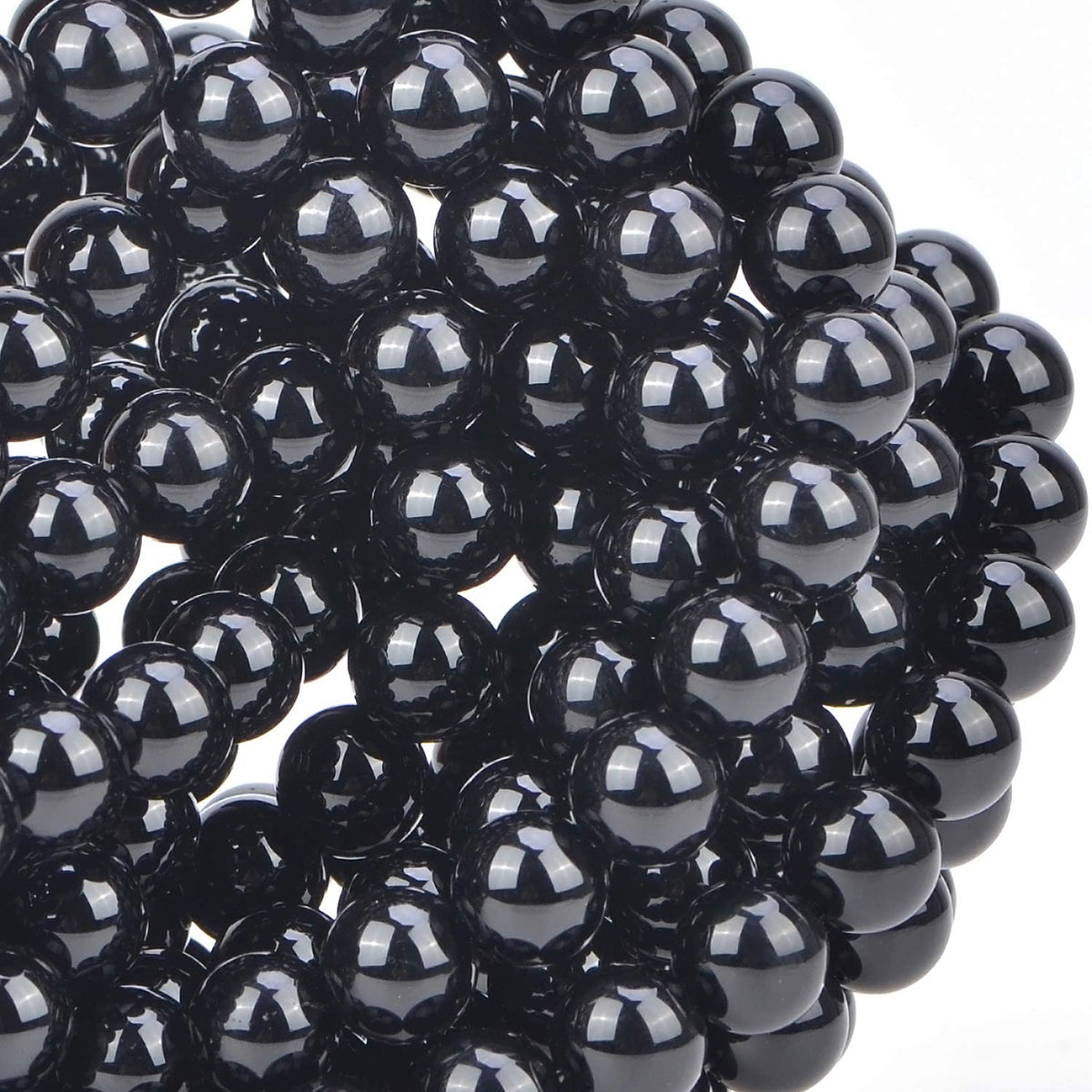 80Pcs Natural Crystal Beads Stone Gemstone Round Loose Energy Healing Beads with Free Crystal Stretch Cord for Jewelry Making (Black Onyx, 10mm)