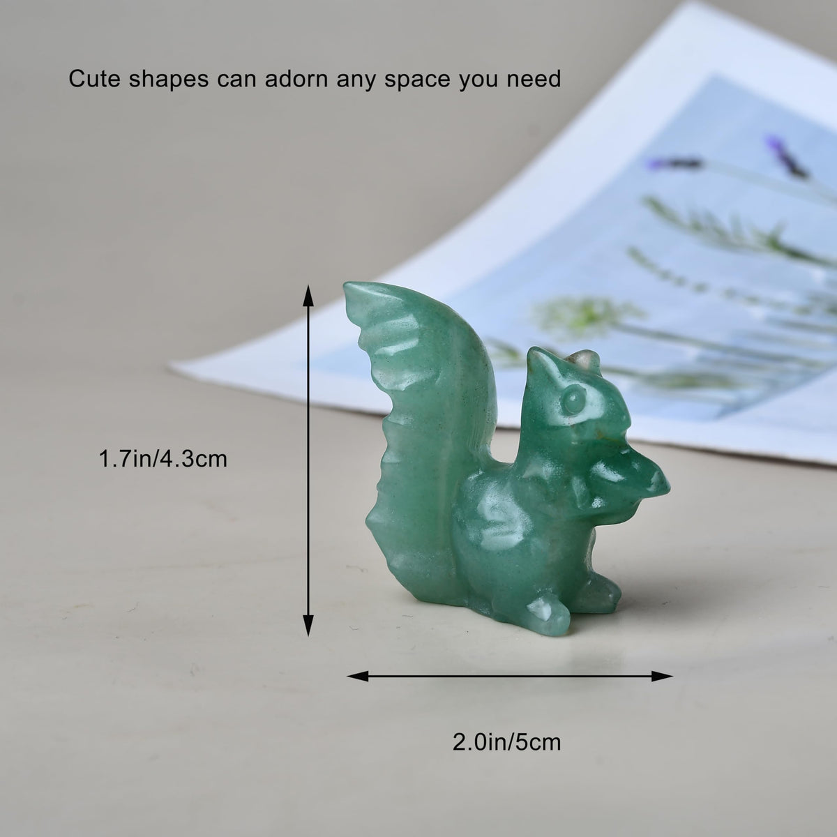DZJXBZhu Green Aventurine Squirrel Crystal Healing Stone Spiritual Meditation Pocket Figurine Statue Natural Gemston Hand Carved Polished Home Room Office Desk Decoration Gift Collect