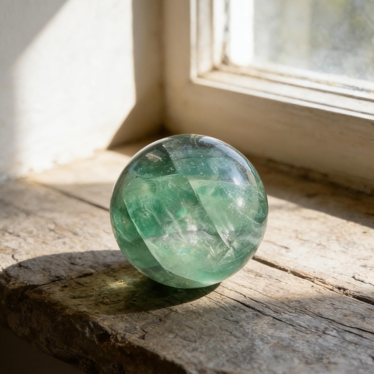 AierCrystal Natural Stone Crystal Sphere Feng Shui Home Decoration Ball Positive Energy Scrying Orb for Meditation Tool for Spiritual Space Purification Globe Diameter4-5cm Fluorite Sphere