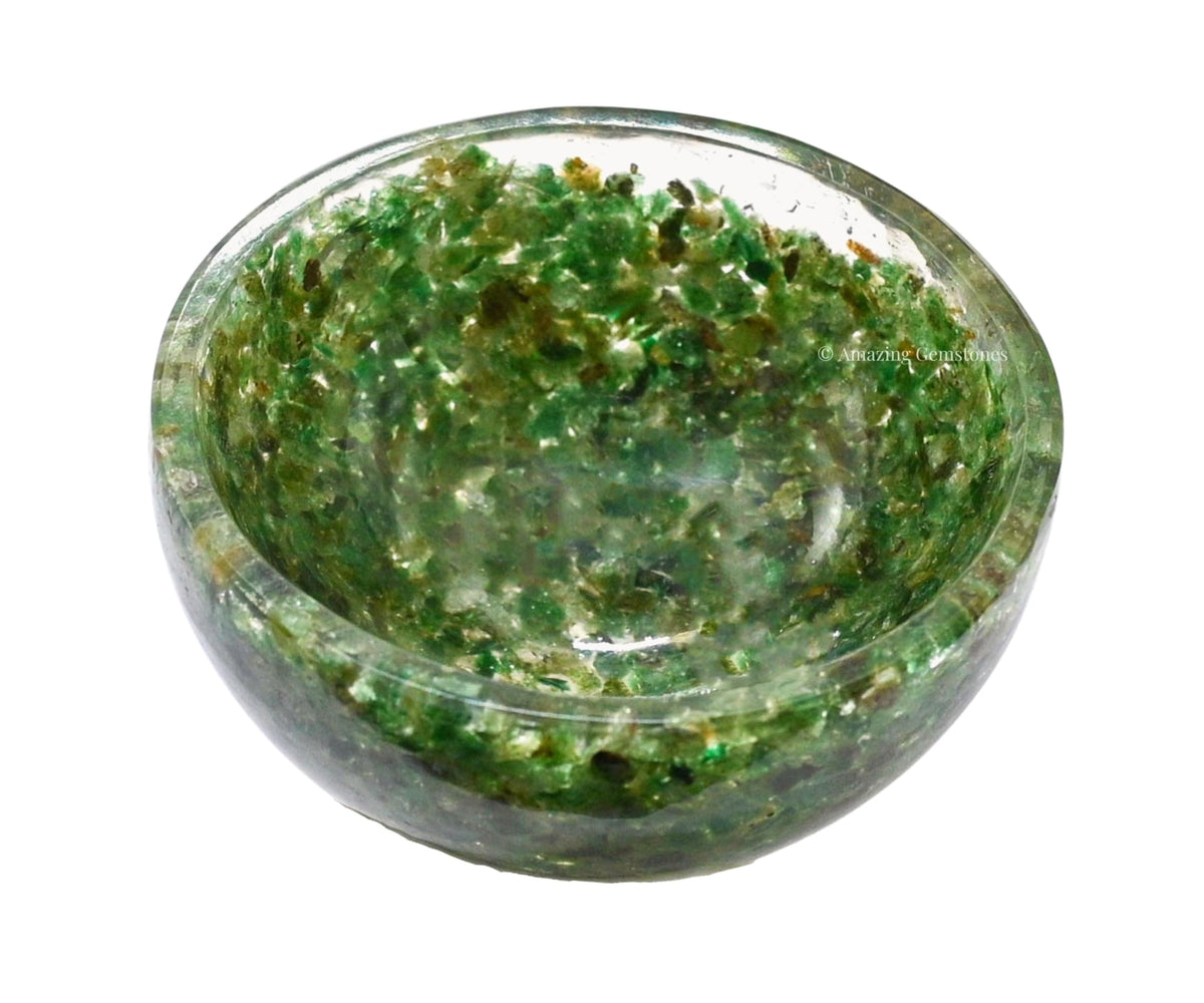 Amazing Gemstone Green Aventurine Orgonite Orgone Crystal Gemstone Bowl - 2" Orgonite Green Aventurine Crystal Bowl for Meditation, Crystals and Healing Stones Gift and Protection