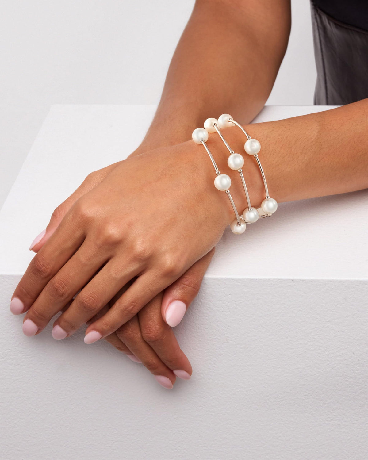 Elegance 11 designs Silver Blessing Bracelet 10mm Crystal White Pearl Bracelet Dainty Thin Tube For Women Simple Bridal Gifts For Friends And Loved