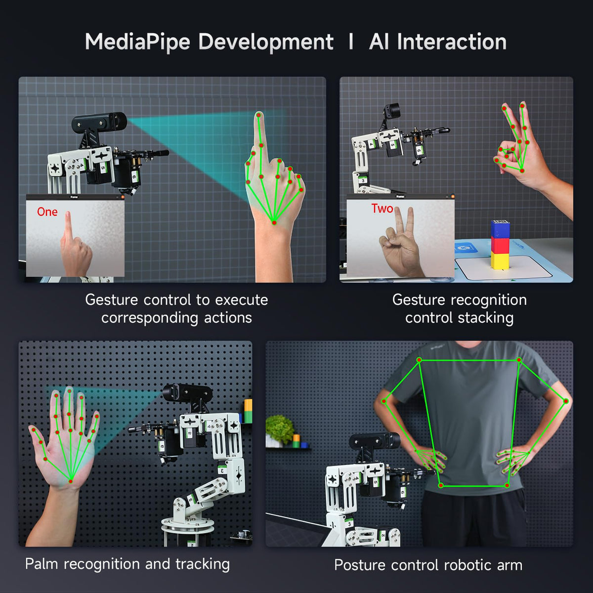 Yahboom 6DOF Program Robotic Arm Kit 3D Adaptive Gripping, Supports Large AI Model for Mechanical Engineers Python (Standard-Without Nano 4GB)