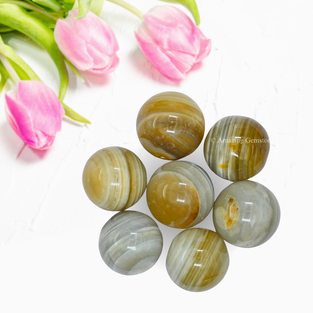 Amazing Gemstone Lace Agate Crystal Ball - 1" Inches Crystal Sphere Meditation Balls for Witchcraft and Decorative Balls - Crystals and Healing Stones Beginners Gift (Pack of 1)