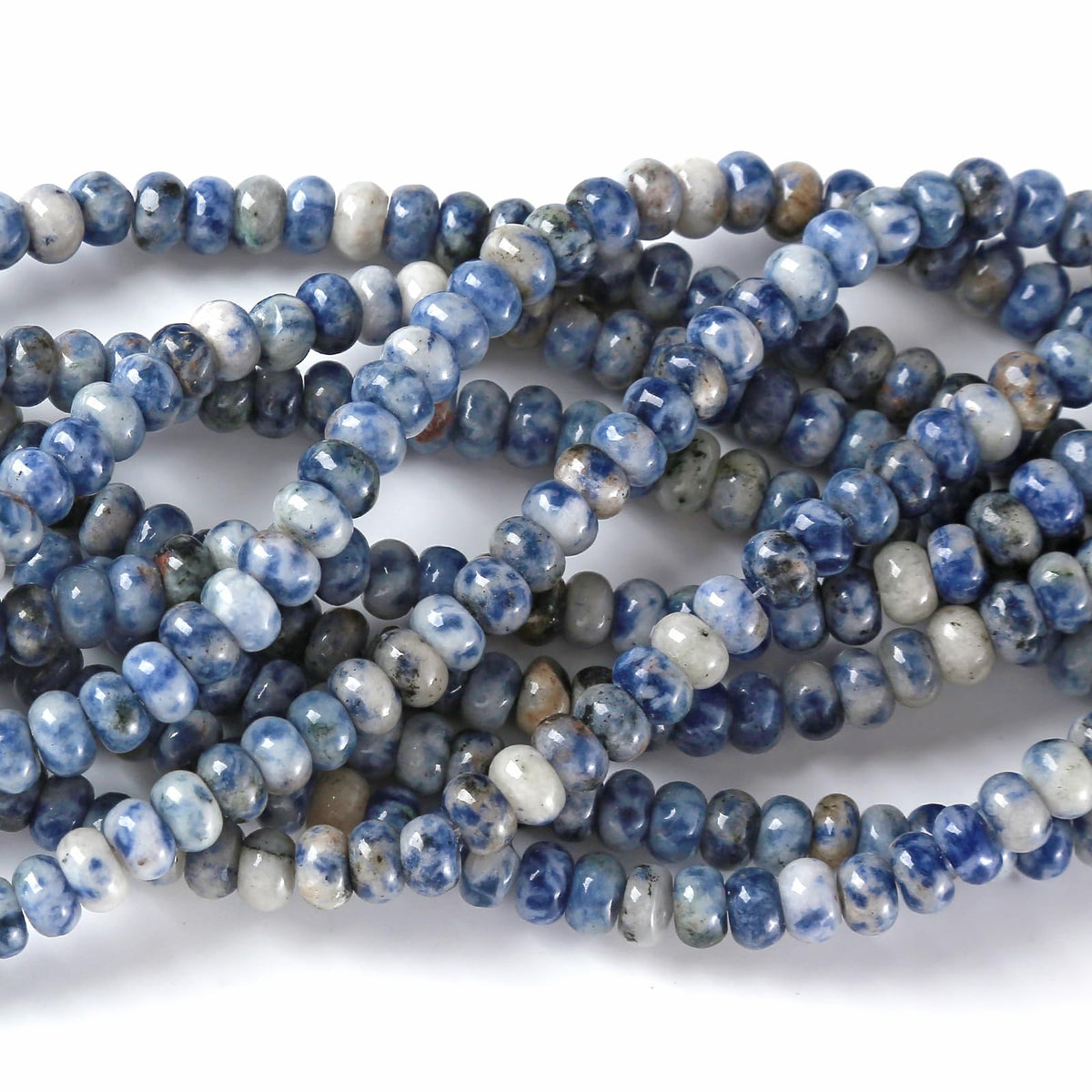 5x8mm 76pcs Natural Stone Blue Sodalite Rondelle Spacer Loose Beads Abacus Disk Stone Round Loose Gemstone Beads for Jewelry Making DIY Bracelet Necklace