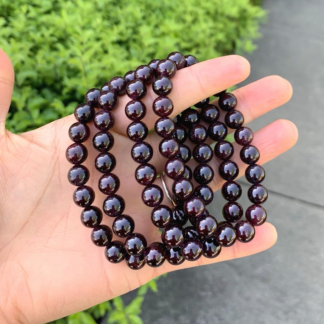 Adabele Real Natural Garnet Gemstone Beaded Bracelet 7 inch Stretch Chakra Healing Crystal Stone Jewelry Women Mom Gift (Unisex) GB8-8