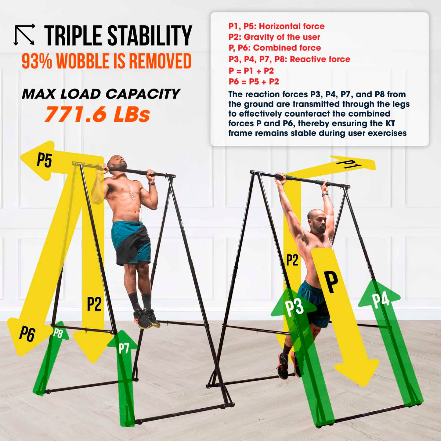 KT TOES DON'T TOUCH GROUND Foldable Free Standing Pull Up Bar Stand Sturdy Power Tower Workout Station For Home Gym Strength Training Adjustable Pullup Fitness Equipment Multifunctional Exercise Rack