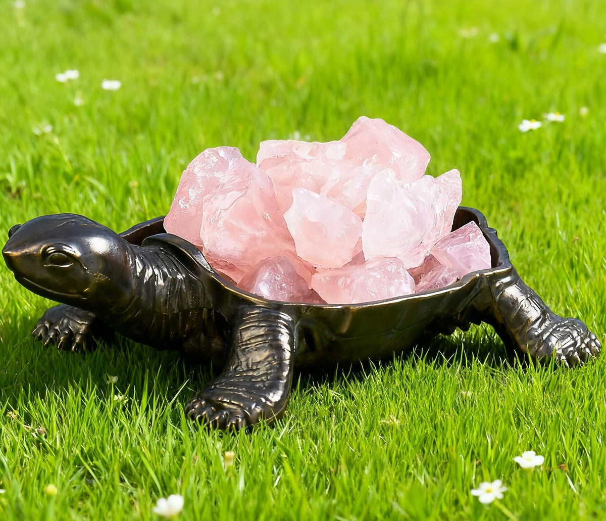 DUQGUHO Turtle Decor Figurines Turtles Gifts for Women Rose Quartz Crystal Cute Turtle Statue Decorations