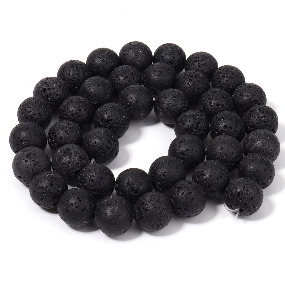 60pcs 6mm Natural Stone Beads Black Lava Beads Energy Crystal Healing Power Gemstone for Jewelry Making, DIY Bracelet Necklace