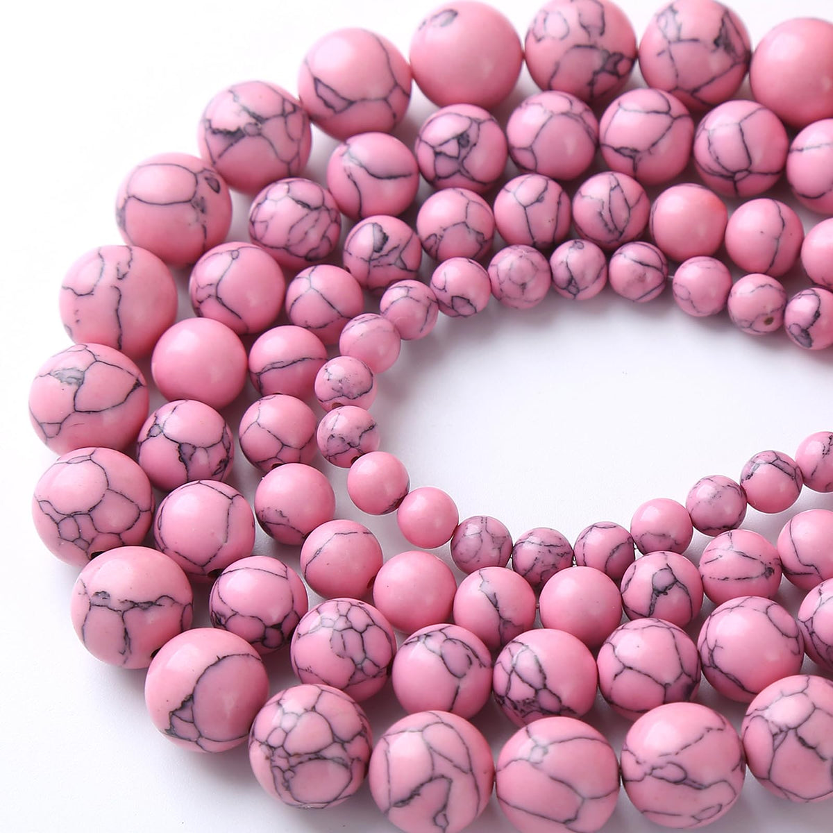 32pcs 12mm Pink Turquoise Beads Natural Stone Round Loose Spacer Beads for Jewelry Making DIY Bracelet Necklace 1 Strand 15inch