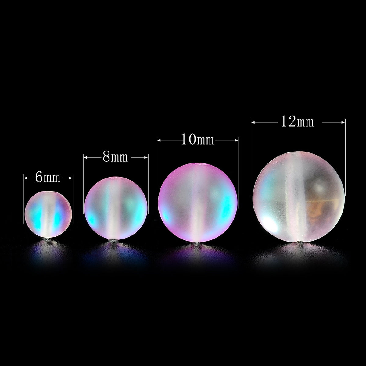 RUBYCA 6mm Round Moonstone Matte Crystal Glass Beads Aura for Jewelry Making Pink, 1 Strand